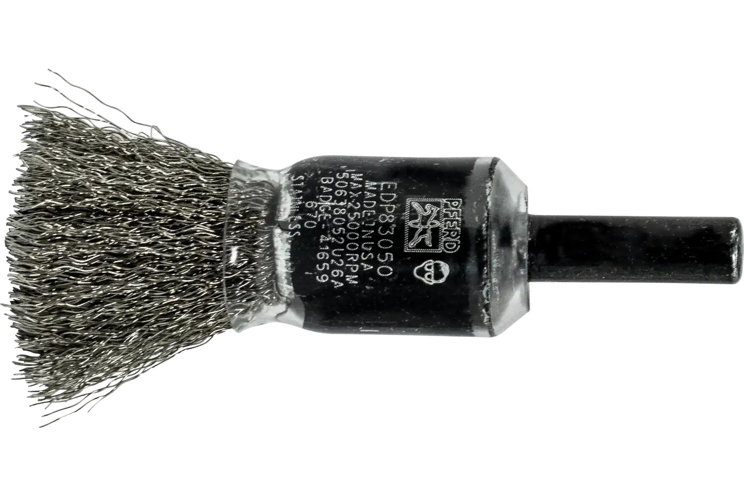 Picture of Pferd Crimped Wire Coated Cup End Brush 1/2" Dia. .006 Stainless Steel 1/4" Shank